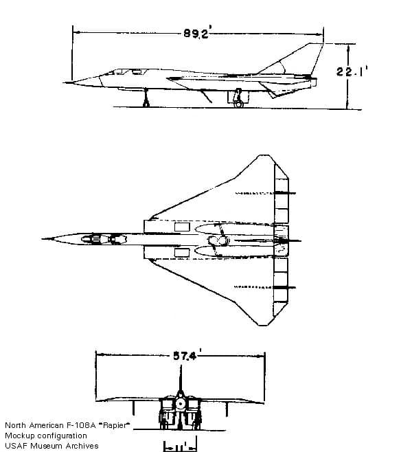 Concept artwork of the North American XF-108 Rapier in flight