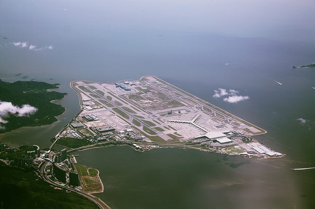 Aerial view of Hong Kong International Airport