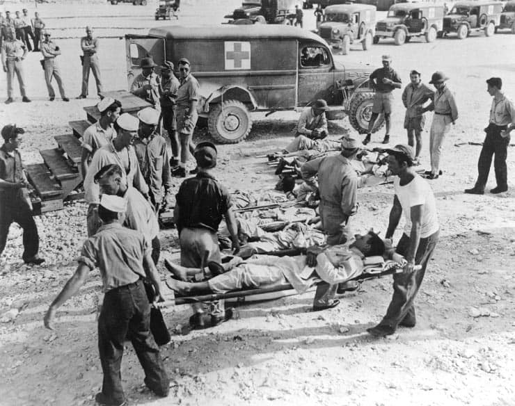 Survivors of the USS Indianapolis on Guam in August 1945