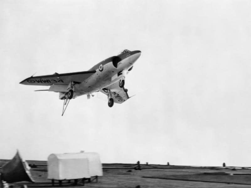 Supermarine Scimitar approaching a carrier deck