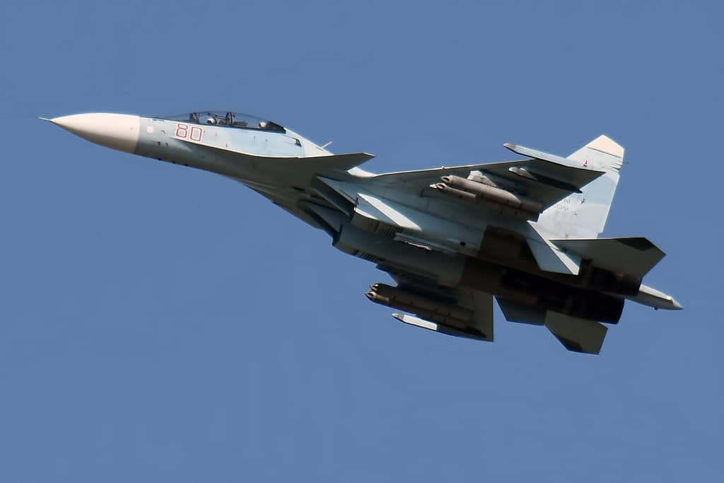 Russian Air Force Sukhoi Su-30SM in flight