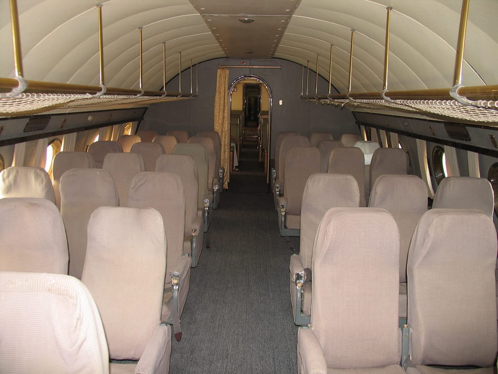 The passenger cabin of a Tupolev Tu-114