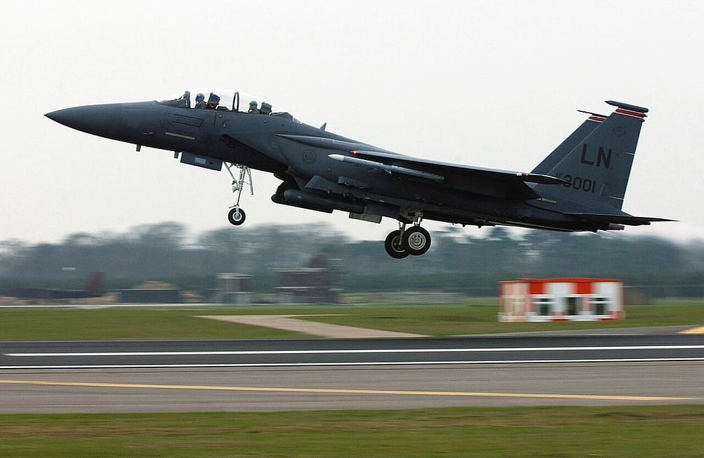 F-15E Strike Eagle of the 494th Fighter Squadron