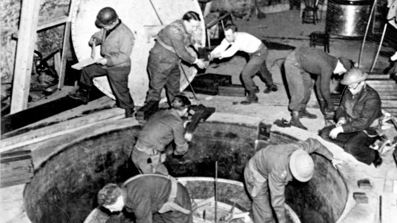 The German B-VIII experimental reactor at Haigerloch, as found by the Alsos Mission in April 1945 The German B-VIII experimental reactor at Haigerloch, as found by the Alsos Mission in April 1945