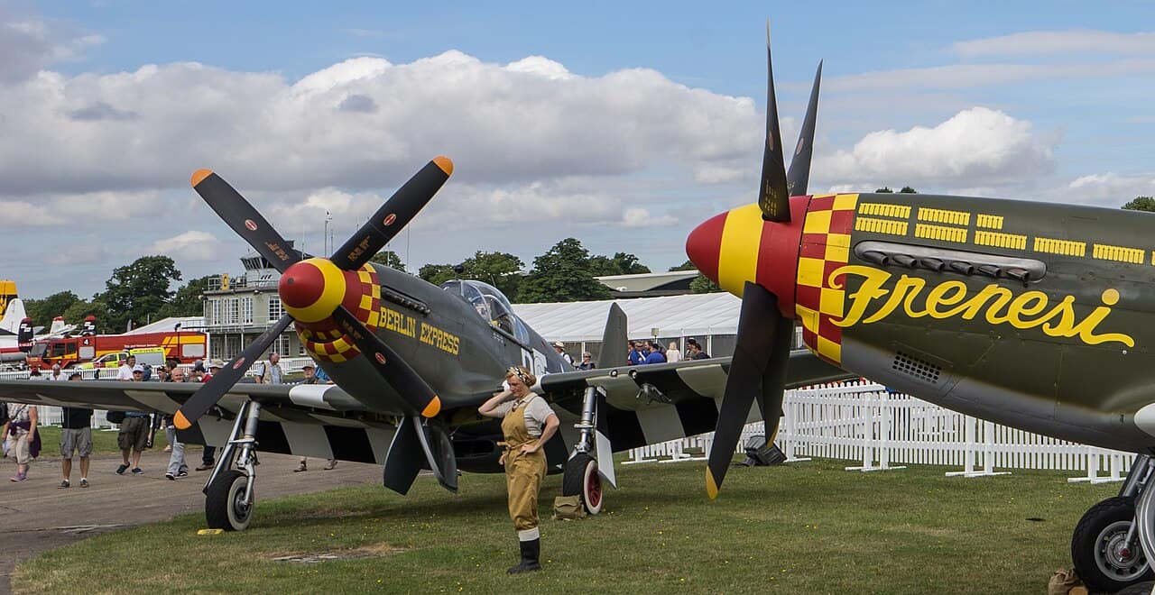 P-51 Mustang in Berlin Express livery, the aircraft Bill Overstreet flew under the Eiffel Tower