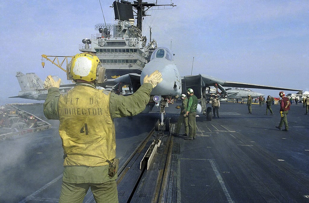 A steam catapult launch